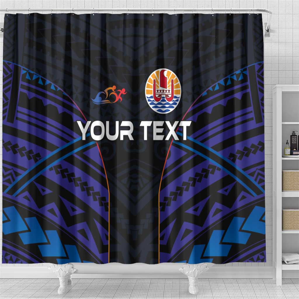 Personalised Tahiti Triathlon Polynesian Pattern Shower Curtain