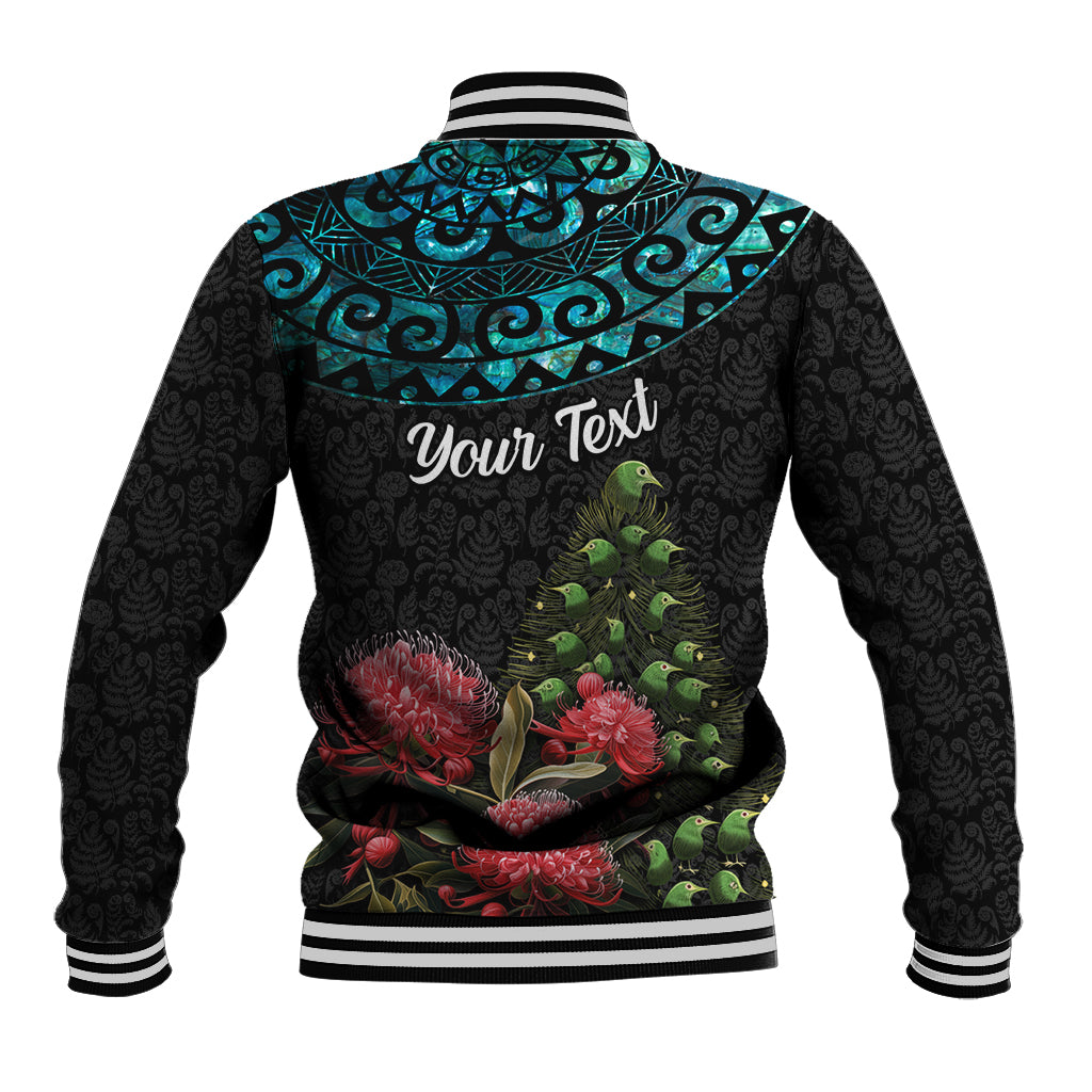 Personalized New Zealand Christmas Baseball Jacket Maori Santa Pikorua and Pohutukawa Meri Kirihimete LT03 - Polynesian Pride