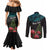 Personalized New Zealand Christmas Couples Matching Mermaid Dress and Long Sleeve Button Shirt Maori Santa Pikorua and Pohutukawa Meri Kirihimete LT03 - Polynesian Pride