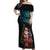 Personalized New Zealand Christmas Off Shoulder Maxi Dress Maori Santa Pikorua and Pohutukawa Meri Kirihimete LT03 Women Black - Polynesian Pride