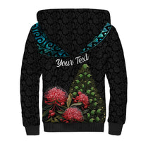 Personalized New Zealand Christmas Sherpa Hoodie Maori Santa Pikorua and Pohutukawa Meri Kirihimete LT03 - Polynesian Pride