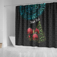 Personalized New Zealand Christmas Shower Curtain Maori Santa Pikorua and Pohutukawa Meri Kirihimete LT03 - Polynesian Pride