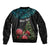 Personalized New Zealand Christmas Sleeve Zip Bomber Jacket Maori Santa Pikorua and Pohutukawa Meri Kirihimete LT03 - Polynesian Pride