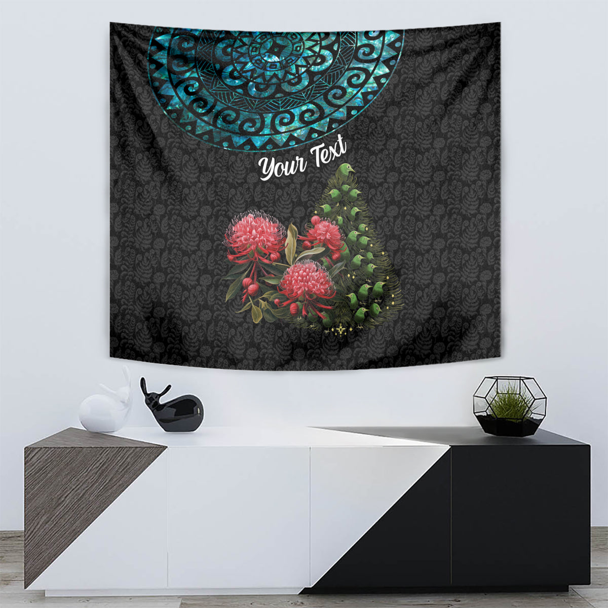 Personalized New Zealand Christmas Tapestry Maori Santa Pikorua and Pohutukawa Meri Kirihimete LT03 - Polynesian Pride