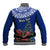 Personalized New Zealand Christmas Baseball Jacket Maori Santa Pikorua and Pohutukawa Meri Kirihimete Blue LT03 - Polynesian Pride