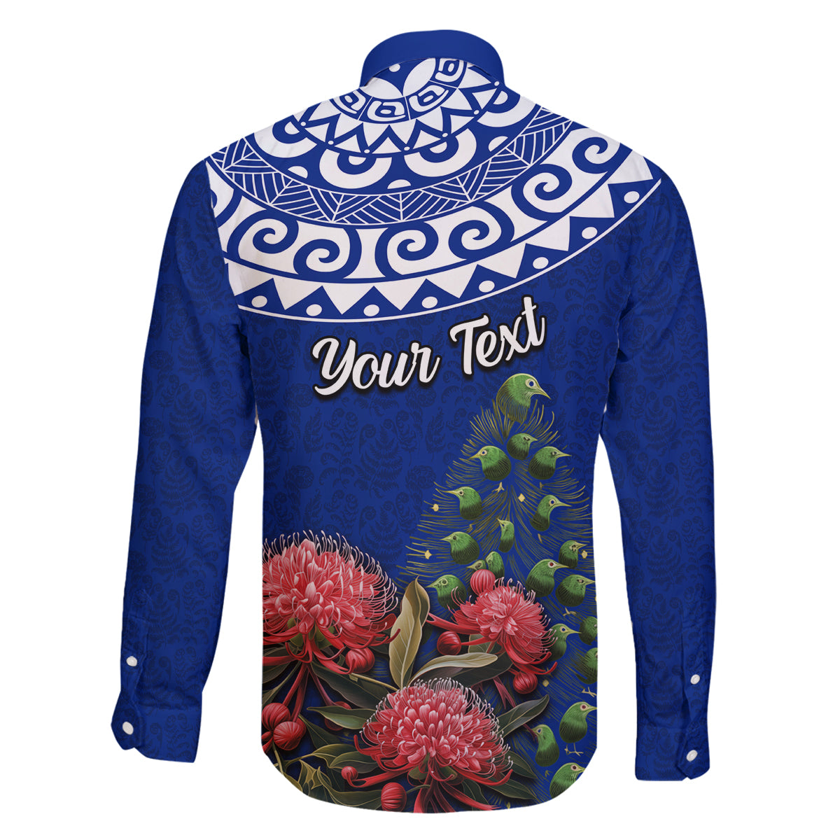 Personalized New Zealand Christmas Family Matching Long Sleeve Bodycon Dress and Hawaiian Shirt Maori Santa Pikorua and Pohutukawa Meri Kirihimete Blue LT03 - Polynesian Pride