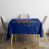 Personalized New Zealand Christmas Tablecloth Maori Santa Pikorua and Pohutukawa Meri Kirihimete Blue LT03 - Polynesian Pride