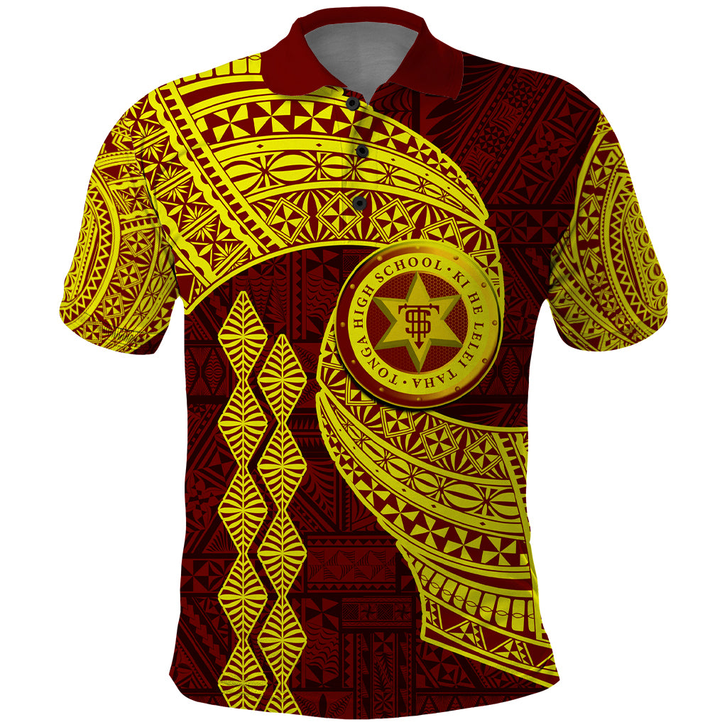 Tonga High School Polo Shirt Traditional Ngatu and Polynesian Pattern LT03 Yellow - Polynesian Pride