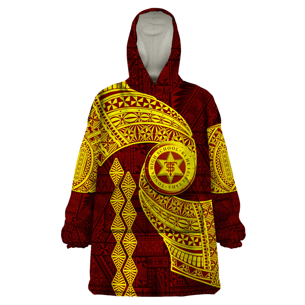 Tonga High School Wearable Blanket Hoodie Traditional Ngatu and Polynesian Pattern LT03 One Size Yellow - Polynesian Pride