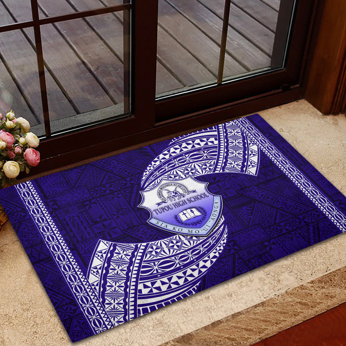 Tonga Tupou High School Rubber Doormat Traditional Ngatu and Polynesian Pattern LT03 - Polynesian Pride
