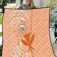 Kanaka Maoli Tropical Flowers with Kakau Tribal Quilt Peach Fuzz Color LT03 Peach Fuzz - Polynesian Pride