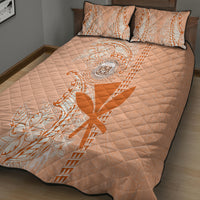 Kanaka Maoli Tropical Flowers with Kakau Tribal Quilt Bed Set Peach Fuzz Color LT03 - Polynesian Pride