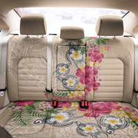 Hawaiian Tropical Flowers and Tribal Turtles Back Car Seat Cover Polynesian Art Motifs Beige Color - Polynesian Pride