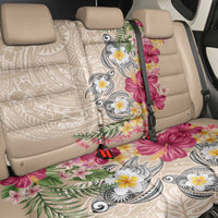 Hawaiian Tropical Flowers and Tribal Turtles Back Car Seat Cover Polynesian Art Motifs Beige Color - Polynesian Pride
