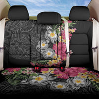 Hawaiian Tropical Flowers and Tribal Turtles Back Car Seat Cover Polynesian Art Motifs Black Color - Polynesian Pride