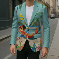 Aloha Hawaii It's 5 o'clock Somewhere Blazer Chill Parrot on Beach with Tropical Plants - Polynesian Pride