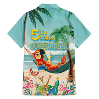 Aloha Hawaii It's 5 o'clock Somewhere Hawaiian Shirt Chill Parrot on Beach with Tropical Plants - Polynesian Pride
