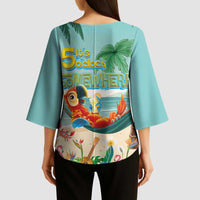 Aloha Hawaii It's 5 o'clock Somewhere Kimono Sleeve Blouse Chill Parrot on Beach with Tropical Plants - Polynesian Pride