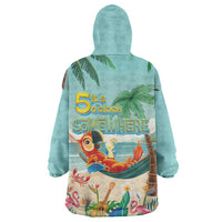 Aloha Hawaii It's 5 o'clock Somewhere Wearable Blanket Hoodie Chill Parrot on Beach with Tropical Plants - Polynesian Pride