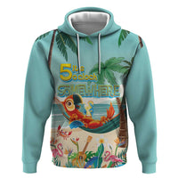 Aloha Hawaii It's 5 o'clock Somewhere Zip Hoodie Chill Parrot on Beach with Tropical Plants - Polynesian Pride
