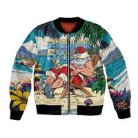 Mele Kalikimaka Hawaii It's 5 o'clock Somewhere Bomber Jacket Funny Lazy Santa Claus Chilling with Cocktail - Polynesian Pride