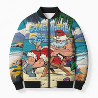 Mele Kalikimaka Hawaii It's 5 o'clock Somewhere Bomber Puffer Jacket Funny Lazy Santa Claus Chilling with Cocktail - Polynesian Pride