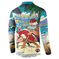 Mele Kalikimaka Hawaii It's 5 o'clock Somewhere Button Sweatshirt Funny Lazy Santa Claus Chilling with Cocktail - Polynesian Pride