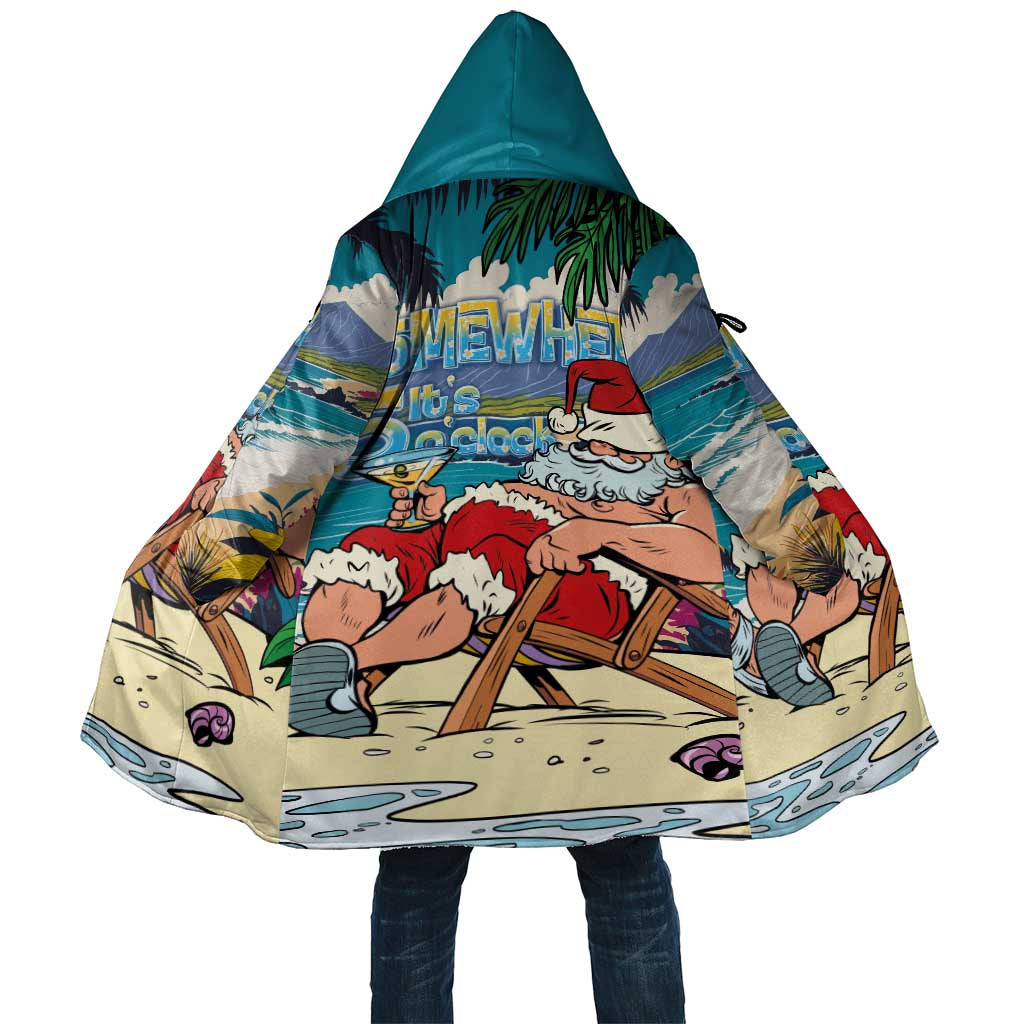 Mele Kalikimaka Hawaii It's 5 o'clock Somewhere Cloak Funny Lazy Santa Claus Chilling with Cocktail LT03 Unisex Multicolor - Polynesian Pride