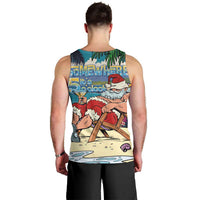 Mele Kalikimaka Hawaii It's 5 o'clock Somewhere Men Tank Top Funny Lazy Santa Claus Chilling with Cocktail - Polynesian Pride