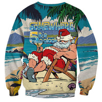 Mele Kalikimaka Hawaii It's 5 o'clock Somewhere Sweatshirt Funny Lazy Santa Claus Chilling with Cocktail - Polynesian Pride