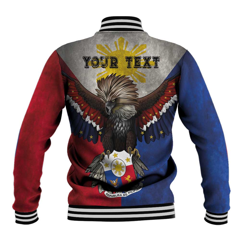 Custom Philippines World Champion Boxing Baseball Jacket Eagle-Grunge Design - Polynesian Pride