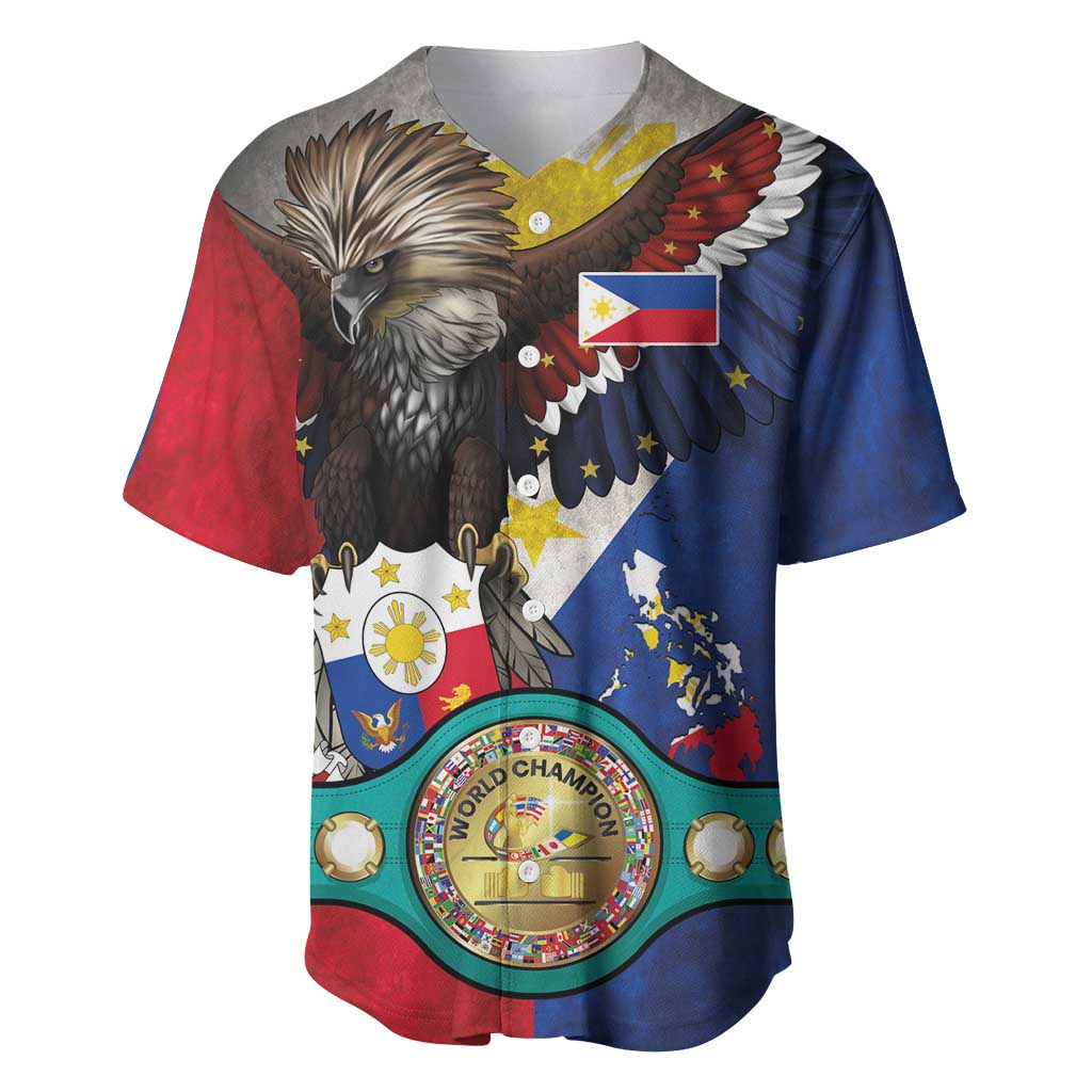 Custom Philippines World Champion Boxing Baseball Jersey Eagle-Grunge Design - Polynesian Pride