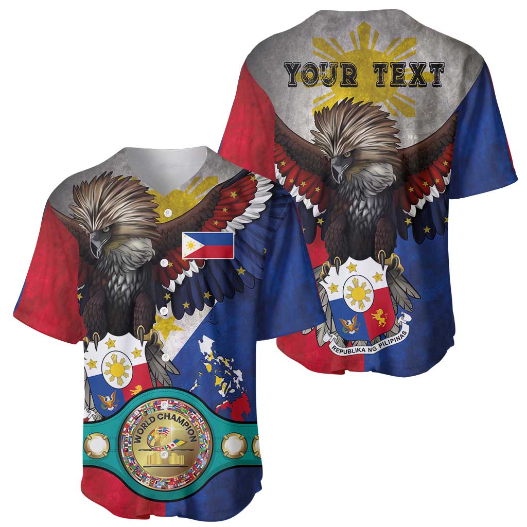 Custom Philippines World Champion Boxing Baseball Jersey Eagle-Grunge Design - Polynesian Pride