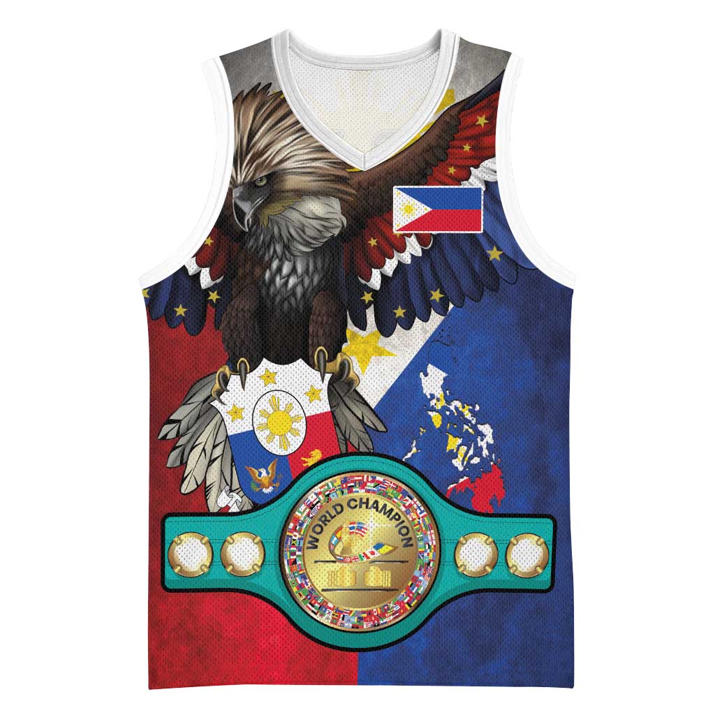 Custom Philippines World Champion Boxing Basketball Jersey Eagle-Grunge Design - Polynesian Pride