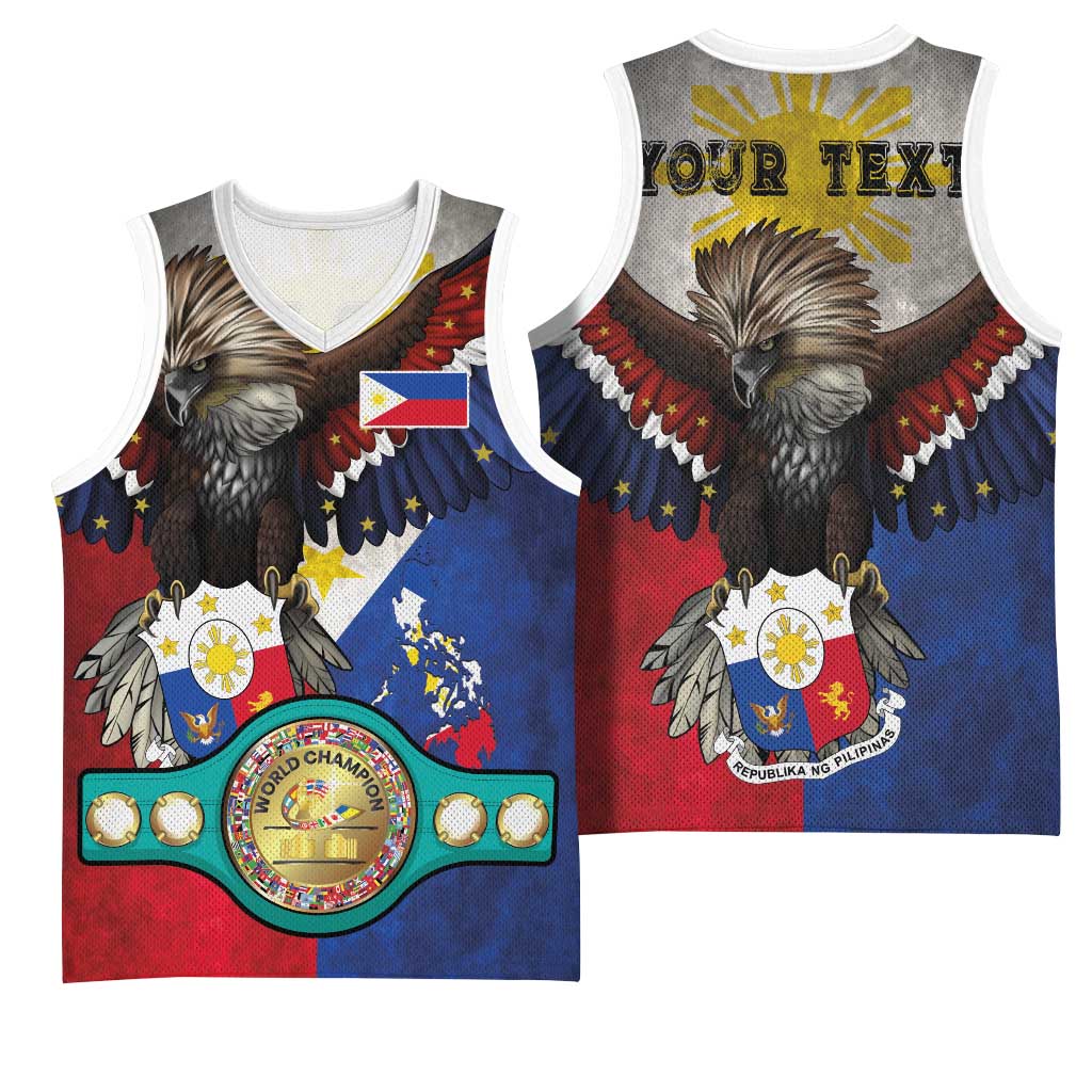 Custom Philippines World Champion Boxing Basketball Jersey Eagle-Grunge Design - Polynesian Pride