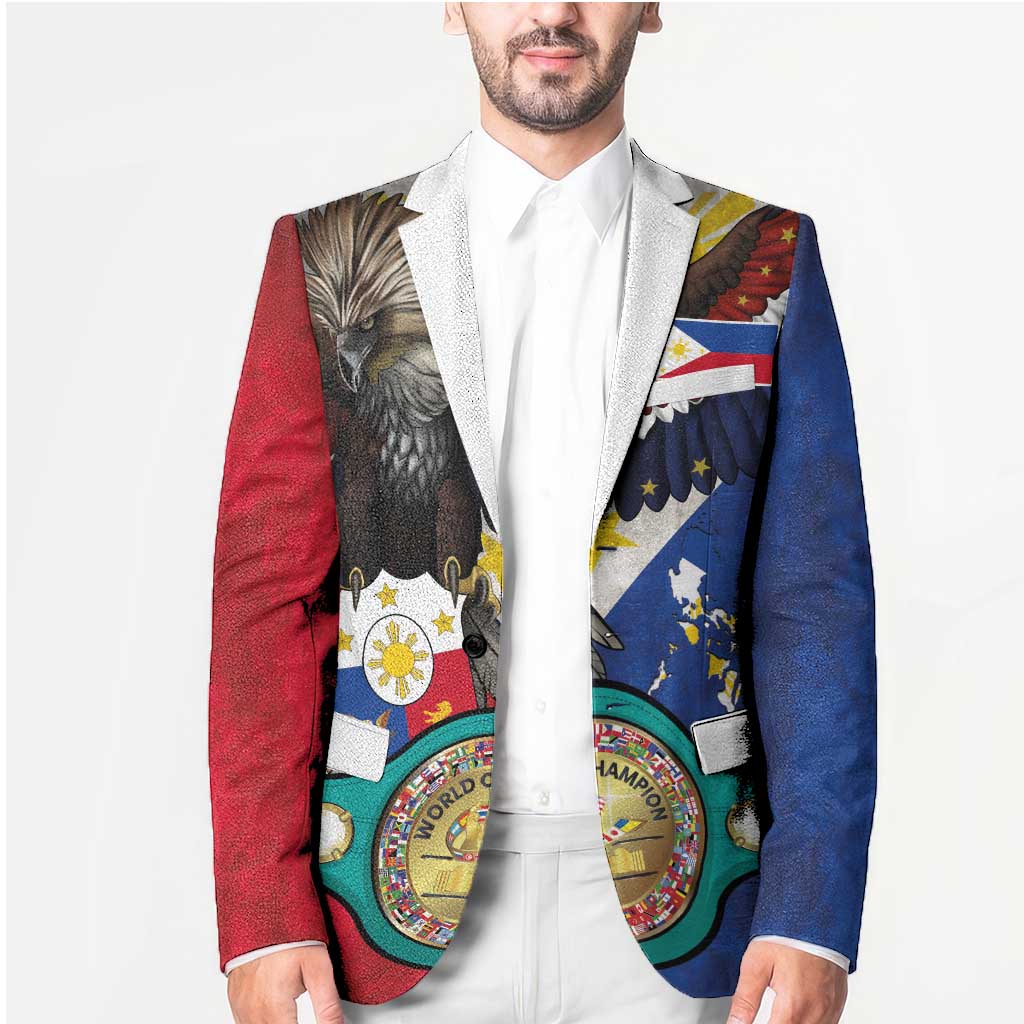 Custom Philippines World Champion Boxing Blazer Eagle-Grunge Design - Polynesian Pride