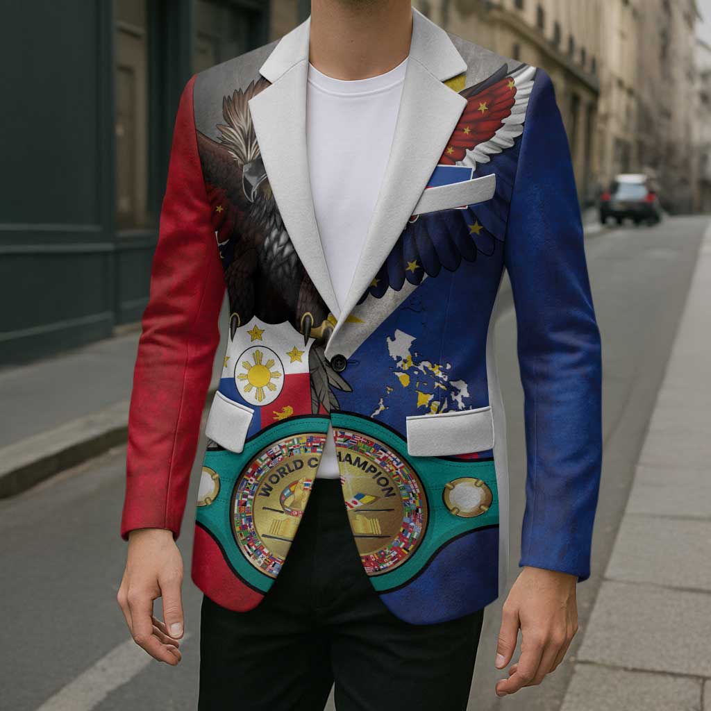 Custom Philippines World Champion Boxing Blazer Eagle-Grunge Design - Polynesian Pride