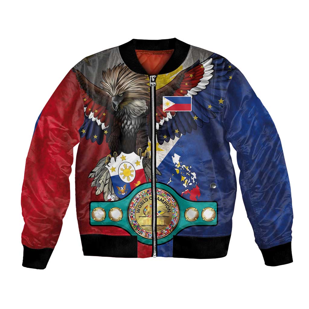 Custom Philippines World Champion Boxing Bomber Jacket Eagle-Grunge Design - Polynesian Pride