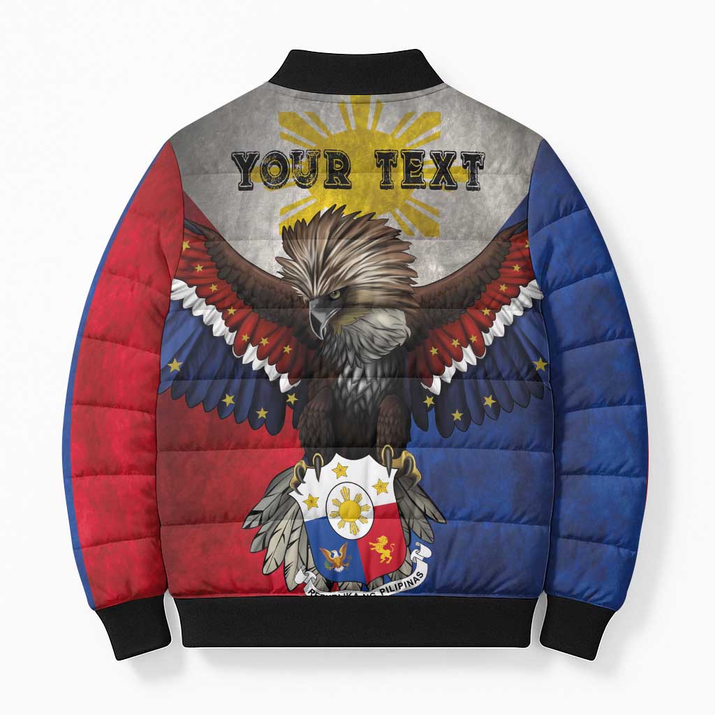 Custom Philippines World Champion Boxing Bomber Puffer Jacket Eagle-Grunge Design - Polynesian Pride
