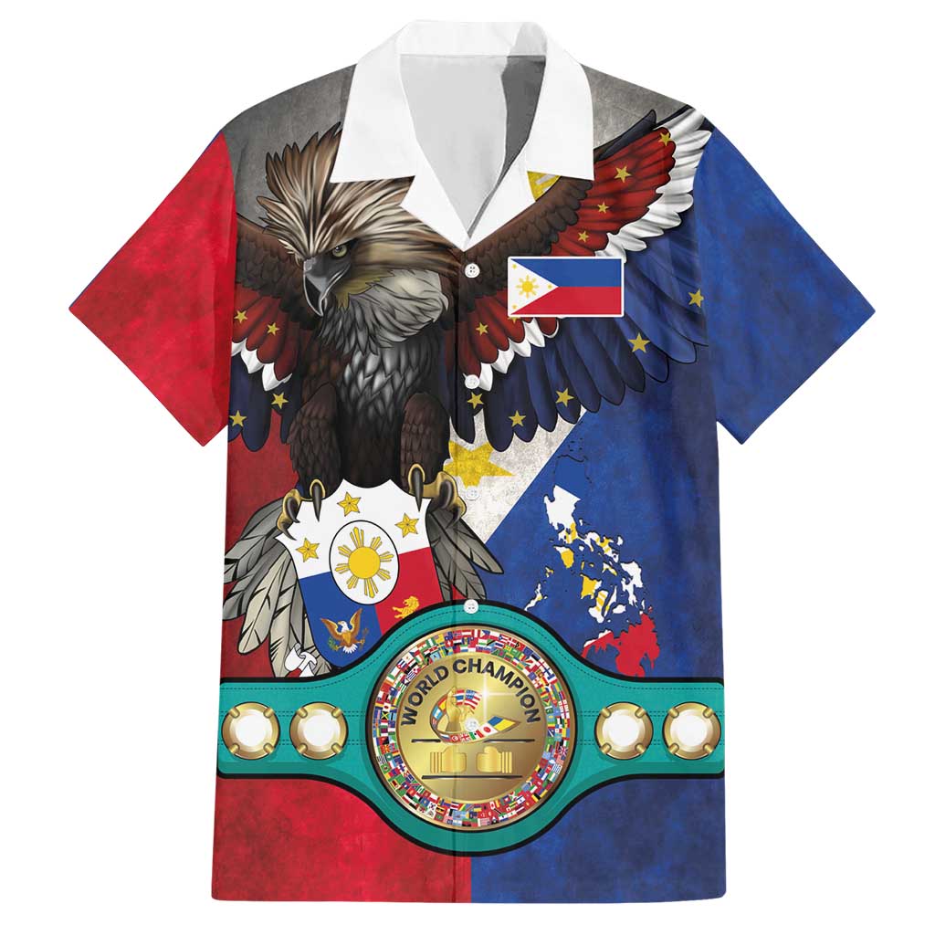 Custom Philippines World Champion Boxing Hawaiian Shirt Eagle-Grunge Design LT03 Multicolor - Polynesian Pride