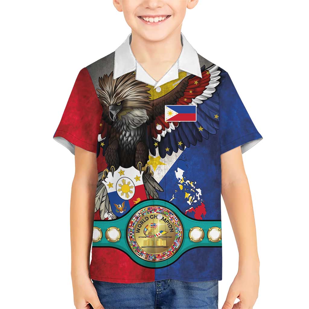Custom Philippines World Champion Boxing Hawaiian Shirt Eagle-Grunge Design - Polynesian Pride