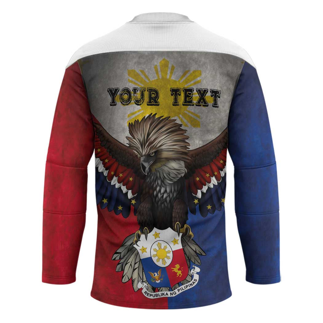 Custom Philippines World Champion Boxing Hockey Jersey Eagle-Grunge Design - Polynesian Pride