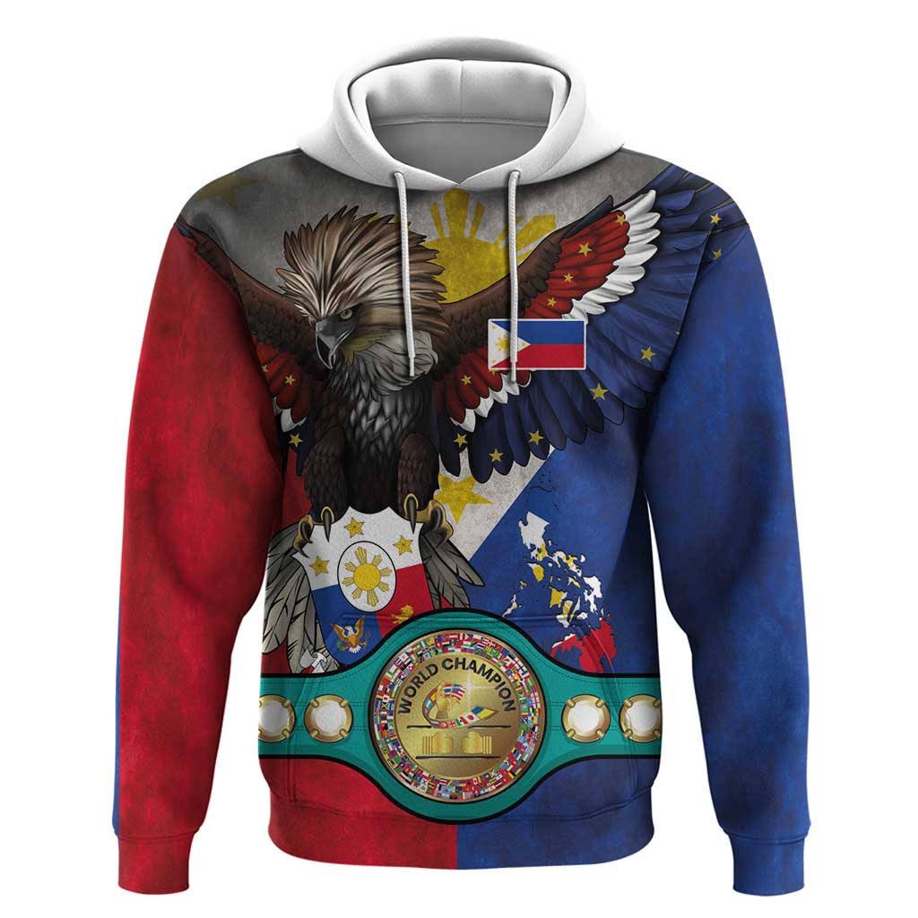 Custom Philippines World Champion Boxing Hoodie Eagle-Grunge Design LT03 Pullover Hoodie Multicolor - Polynesian Pride