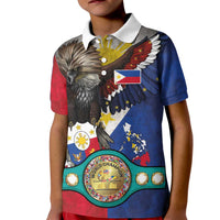 Custom Philippines World Champion Boxing Kid Polo Shirt Eagle-Grunge Design - Polynesian Pride