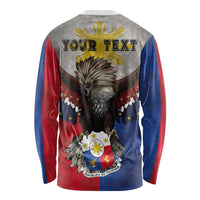 Custom Philippines World Champion Boxing Long Sleeve Shirt Eagle-Grunge Design - Polynesian Pride