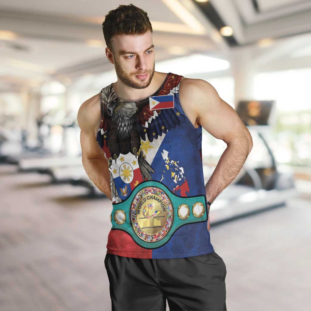 Custom Philippines World Champion Boxing Men Tank Top Eagle-Grunge Design - Polynesian Pride