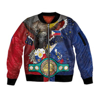 Custom Philippines World Champion Boxing Sleeve Zip Bomber Jacket Eagle-Grunge Design - Polynesian Pride