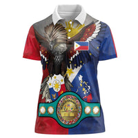 Custom Philippines World Champion Boxing Women Polo Shirt Eagle-Grunge Design - Polynesian Pride