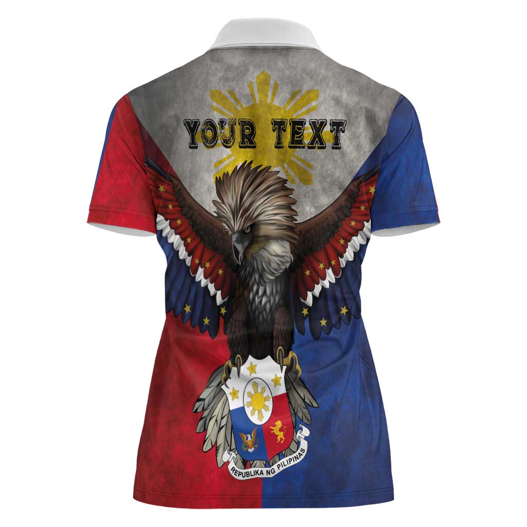 Custom Philippines World Champion Boxing Women Polo Shirt Eagle-Grunge Design - Polynesian Pride