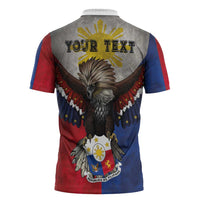 Custom Philippines World Champion Boxing Zipper Polo Shirt Eagle-Grunge Design - Polynesian Pride